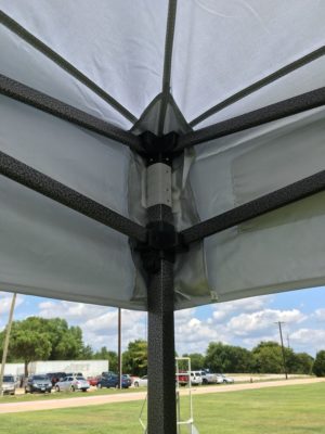 10 x 10 Waterproof Pop Up Tent - Silver Corner Inside