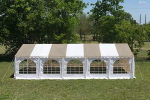 32 x 16 Striped Budget PVC Party Tent Canopy Sand